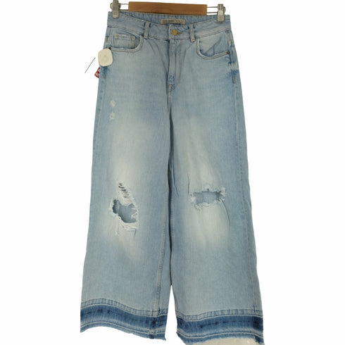ザラ ZARA Z1975 アイスブルー ワイドダメージデニム レディース EUR:36