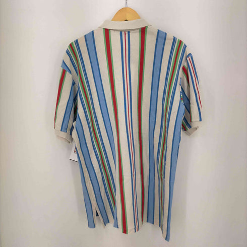 ポロバイラルフローレン Polo by RALPH LAUREN 90s USA製ポニー刺繍 鹿の子 マルチカラーストライプポロシャツ メンズ import:L