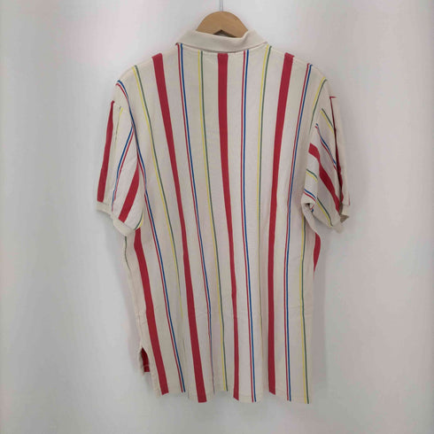 ポロバイラルフローレン Polo by RALPH LAUREN 90s USA製 ポニー刺繍 鹿の子マルチカラーストライプポロシャツ メンズ import:L