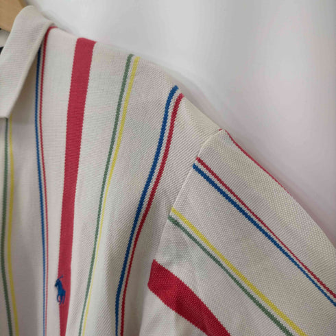 ポロバイラルフローレン Polo by RALPH LAUREN 90s USA製 ポニー刺繍 鹿の子マルチカラーストライプポロシャツ メンズ import:L