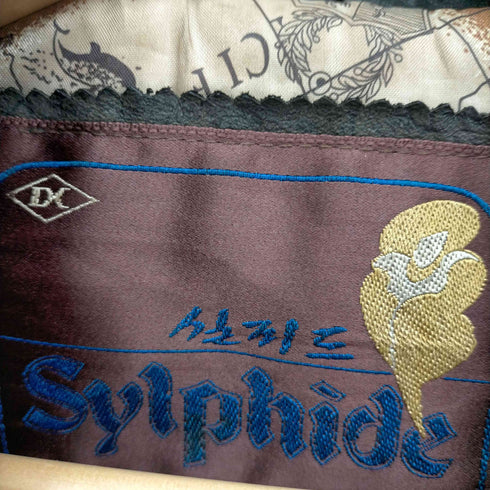 Sylphide 裏地 地図 マップ 牛革 ジップアップ レザー ジャケット メンズ import:L