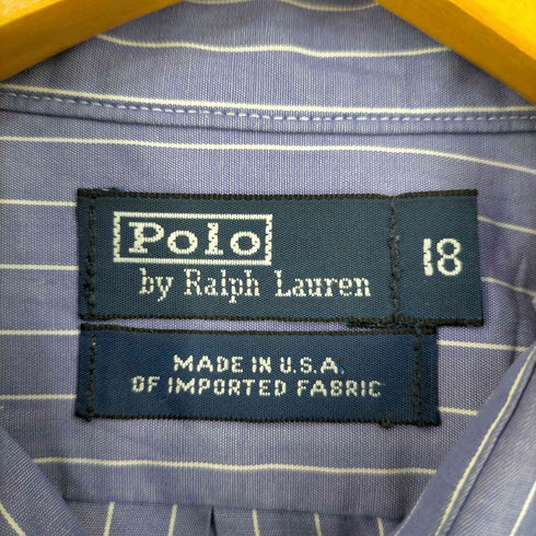 ポロバイラルフローレン Polo by RALPH LAUREN USA製 裾ポニー刺繍 レギュラーカラーシャツ メンズ 18