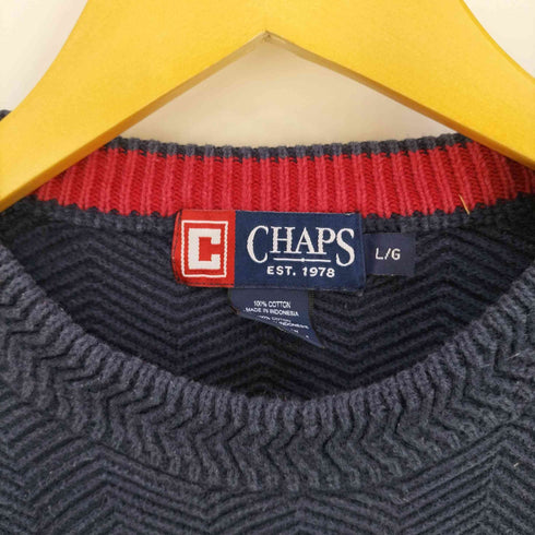 チャップス CHAPS ロゴ刺繍 クルーネックコットンニット メンズ import:L