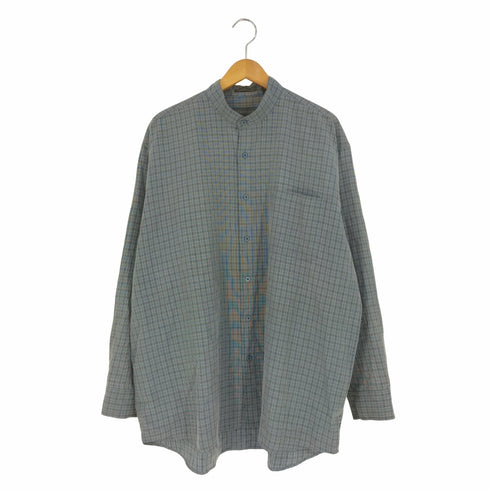 ヴァンヒューゼン VAN HEUSEN レーヨンポリ バンドカラーチェックシャツ メンズ import:L