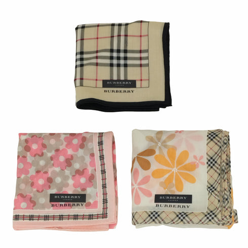 バーバリー BURBERRY チェック柄 花柄 3枚セット ハンカチ レディース