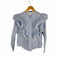 ザラ ZARA Stripes ruffle blouse フリルデザイン 比翼 ストライプ柄 シャツ レディース import:M