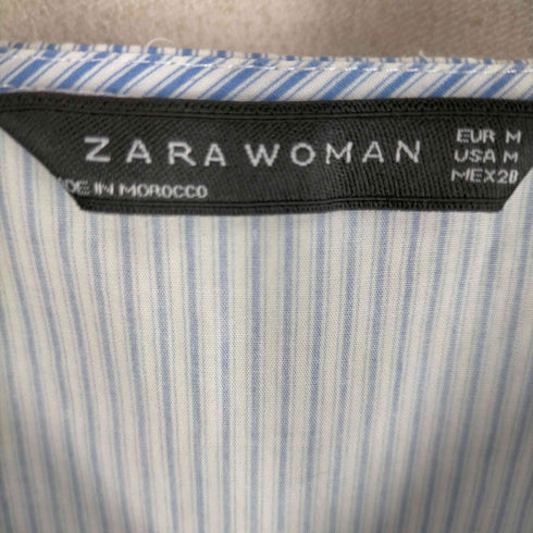 ザラ ZARA Stripes ruffle blouse フリルデザイン 比翼 ストライプ柄 シャツ レディース import:M