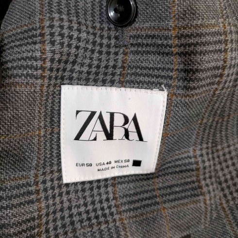 ザラ ZARA グレンチェック 2Bテーラードジャケット メンズ EUR:50