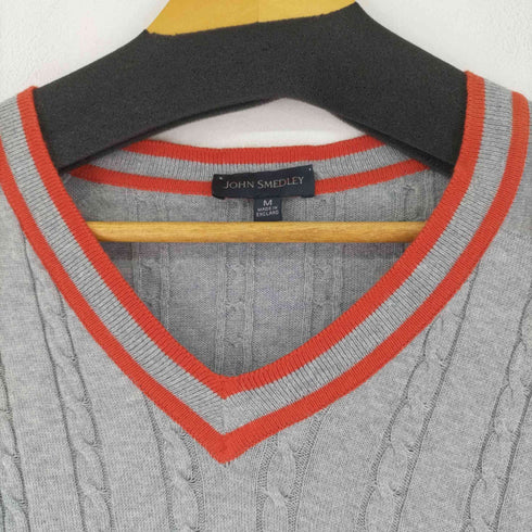 ジョンスメドレー JOHN SMEDLEY ケーブル編みVネックニット メンズ import:M