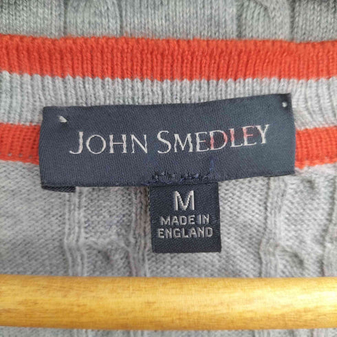 ジョンスメドレー JOHN SMEDLEY ケーブル編みVネックニット メンズ import:M