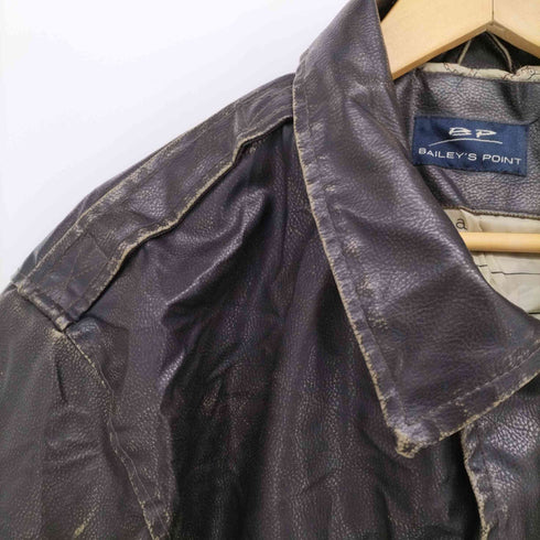 BAILEYS POINT 袖リブ PVCレザー ジップアップ ジャケット ブルゾン メンズ import:XL