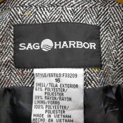 サグハーバー SAG HARBOR カラーネップヘリンボーンノーカラージップジャケット レディース UK:16