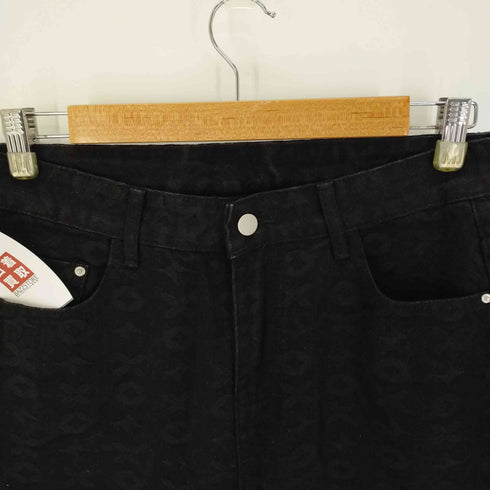 モノグラムデニムパンツ 裾フリンジ レディース JPN:XL