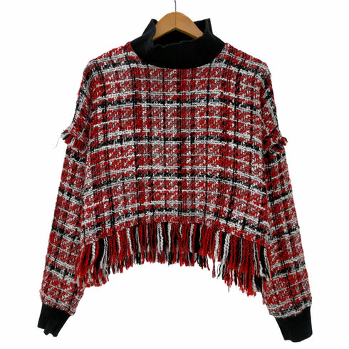 ザラ ZARA ハイネック ツイードニット レディース import:L