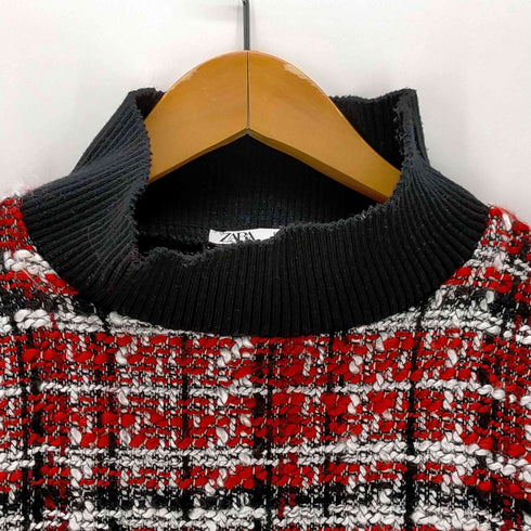 ザラ ZARA ハイネック ツイードニット レディース import:L