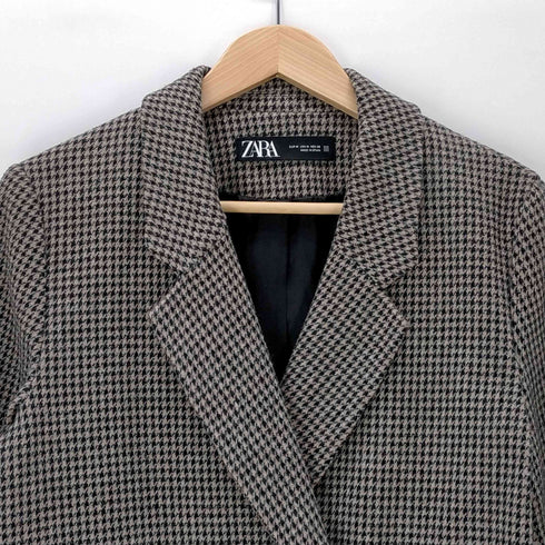 ザラ ZARA 千鳥柄 ハーフコート レディース import:M