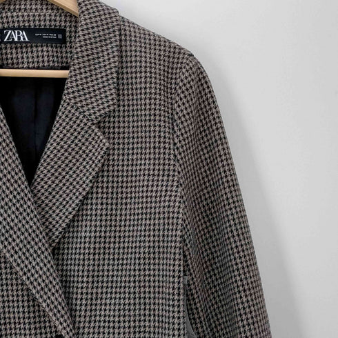 ザラ ZARA 千鳥柄 ハーフコート レディース import:M