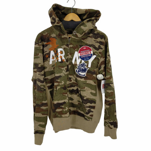 アヴィレックス AVIREX AIR CORPS CUSTOM SWEAT PARKA エアコープス カスタム スウェット ジップ パーカー カモ柄 メンズ import:XL