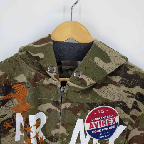 アヴィレックス AVIREX AIR CORPS CUSTOM SWEAT PARKA エアコープス カスタム スウェット ジップ パーカー カモ柄 メンズ import:XL