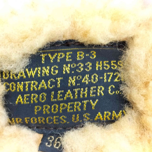 エアロレザー AERO LEATHER B-3  ムートンフライトジャケット 大戦 メンズ US:36