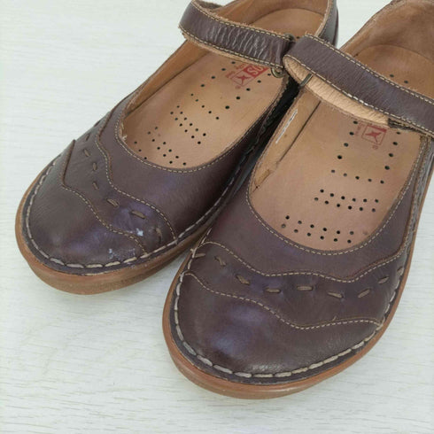 ピコリノス PIKOLINOS ステッチ ストラップ レザー フラットシューズ レディース 35