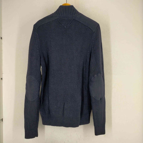 トミーヒルフィガー TOMMY HILFIGER 00S ロゴ刺繍 リブ編み エルボーパッチ ドライバーズニット メンズ import:L