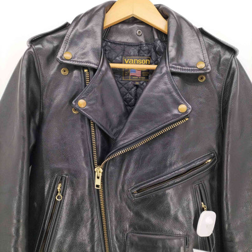 バンソン VANSON USA製 C2 裏地キルティング レザー 本革 ダブル ライダース ジャケット メンズ 34