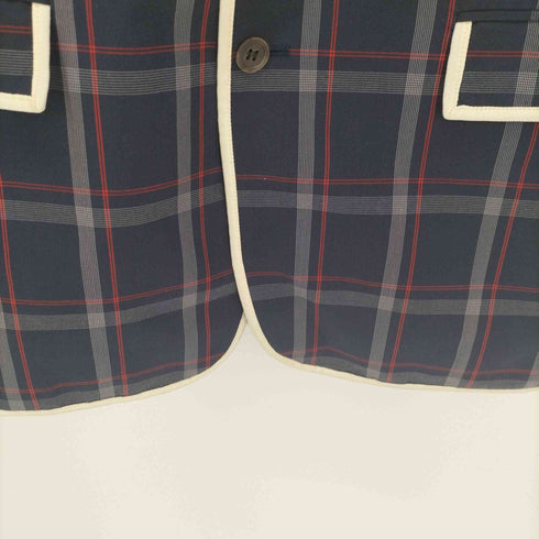 メゾンキツネ MAISON KITSUNE メゾンキツネ チェック柄ブレザー パイピングジャケット メンズ JPN:48