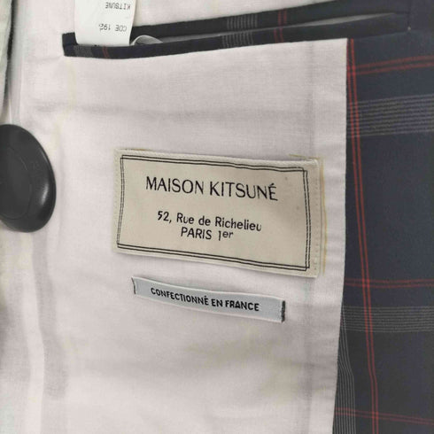 メゾンキツネ MAISON KITSUNE メゾンキツネ チェック柄ブレザー パイピングジャケット メンズ JPN:48