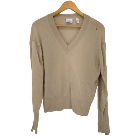 バーバリーロンドン BURBERRY LONDON シルクブレンドメリノウールVネックニット レディース import:M