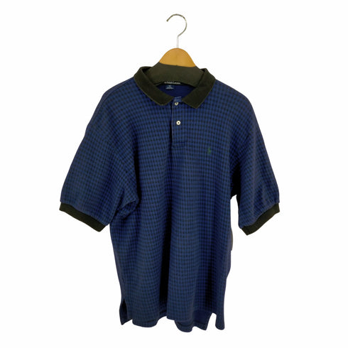 ポロバイラルフローレン Polo by RALPH LAUREN USA製 ポニー刺繍 ギンガムチェック ニットポロ メンズ import:L