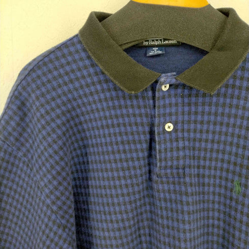 ポロバイラルフローレン Polo by RALPH LAUREN USA製 ポニー刺繍 ギンガムチェック ニットポロ メンズ import:L