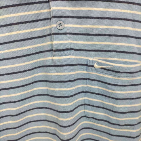 ナイキ NIKE 90-00s 刺繍ロゴ ボーダー S/S ポロシャツ メンズ import:L