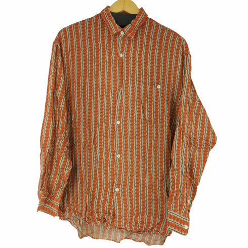 バルビッシュ BARBICHE ストライプ総柄 L/S レーヨンシャツ メンズ 37.5