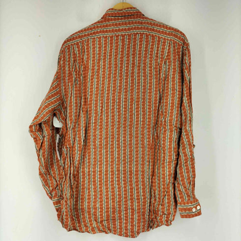 バルビッシュ BARBICHE ストライプ総柄 L/S レーヨンシャツ メンズ 37.5