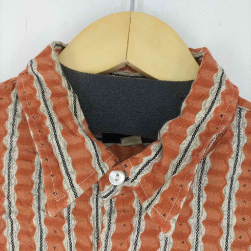 バルビッシュ BARBICHE ストライプ総柄 L/S レーヨンシャツ メンズ 37.5