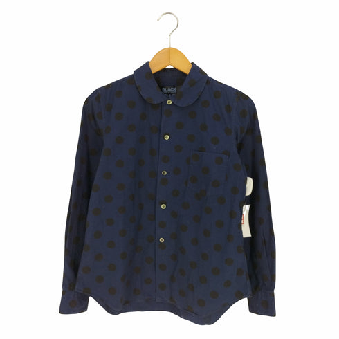 ブラックコムデギャルソン BLACK COMME des GARCONS AD2011 染色加工 丸襟 ドット柄 コットンシャツ レディース JPN:S