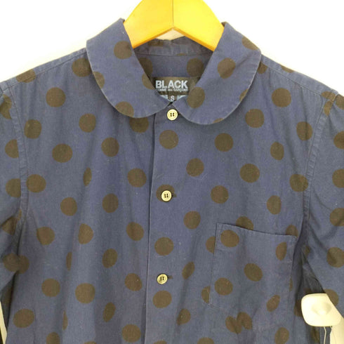 ブラックコムデギャルソン BLACK COMME des GARCONS AD2011 染色加工 丸襟 ドット柄 コットンシャツ レディース JPN:S