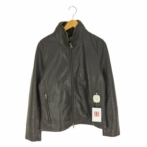リューグーレザーズ Liugoo Leathers シープレザー 首ボア ダブルジップ シングルライダースジャケット メンズ JPN:L