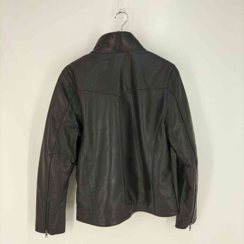 リューグーレザーズ Liugoo Leathers シープレザー 首ボア ダブルジップ シングルライダースジャケット メンズ JPN:L