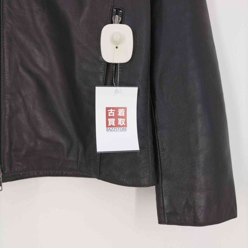 リューグーレザーズ Liugoo Leathers シープレザー 首ボア ダブルジップ シングルライダースジャケット メンズ JPN:L