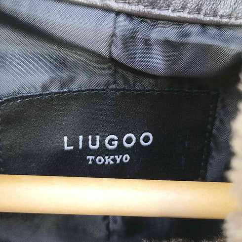リューグーレザーズ Liugoo Leathers シープレザー 首ボア ダブルジップ シングルライダースジャケット メンズ JPN:L