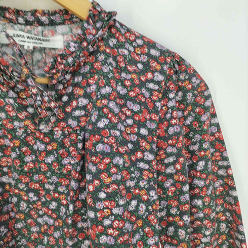 ジュンヤワタナベコムデギャルソン JUNYA WATANABE COMME des GARCONS AD2001 特殊加工 花柄 フリルブラウス レディース JPN:S