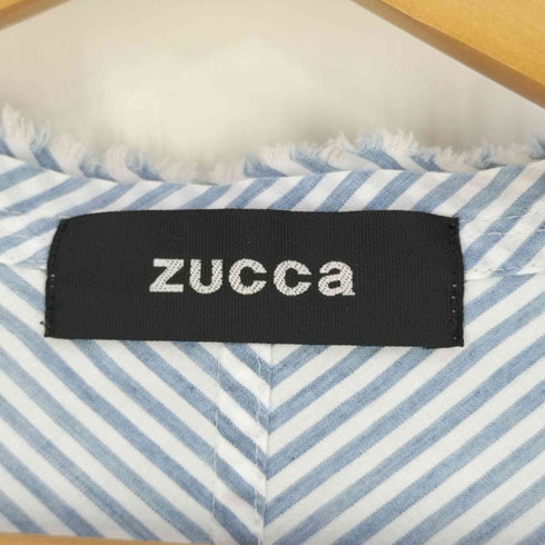 ズッカ ZUCCa アシンメトリーフリル 首カットオフ モモンガスリーブ ストライプブラウス レディース JPN:M