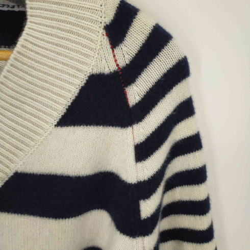 アレキサンダーマックイーン Alexander McQueen ボーダー切替Vネックニット メンズ import:M