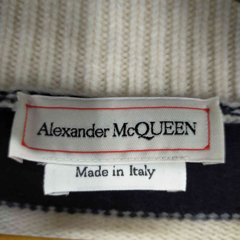 アレキサンダーマックイーン Alexander McQueen ボーダー切替Vネックニット メンズ import:M