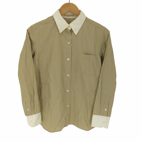 アクアスキュータム AQUASCUTUM L/S コットン ストライプ クレリック シャツ レディース