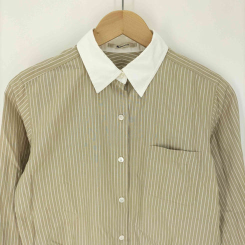 アクアスキュータム AQUASCUTUM L/S コットン ストライプ クレリック シャツ レディース