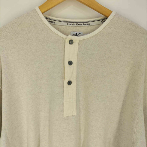 カルバンクラインジーンズ Calvin Klein Jeans コットンリネン ヘンリーネック カットソー メンズ import:L