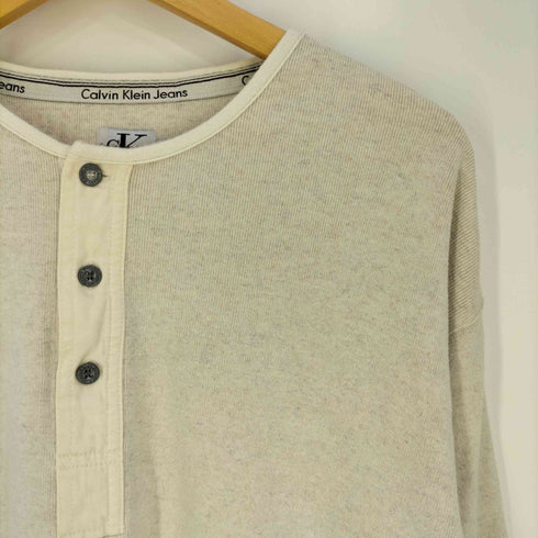 カルバンクラインジーンズ Calvin Klein Jeans コットンリネン ヘンリーネック カットソー メンズ import:L